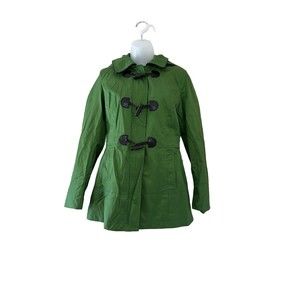 Laundry By Design Womens Green Rain Coat Size XS Removable Hood